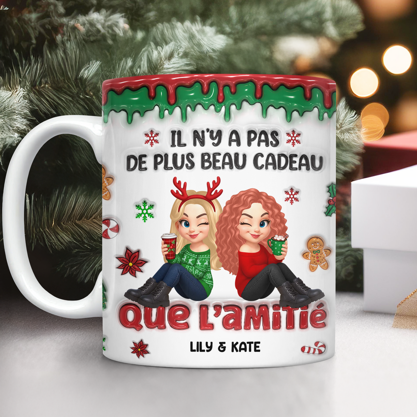 Il N’y A Pas De Plus Beau Cadeau Que L’amitié - Mug Personnalisé 3D Gonflé Effet