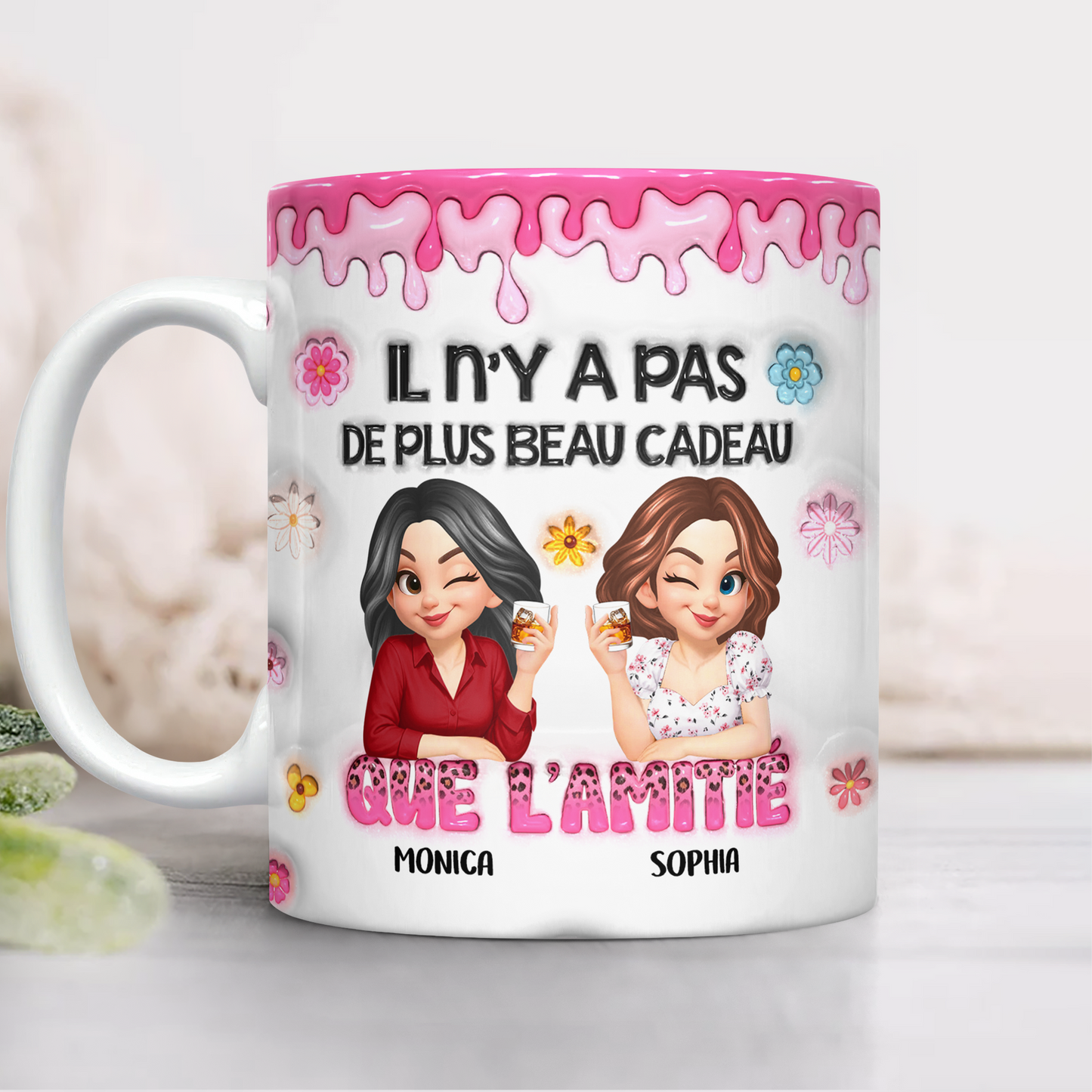 Il N'y A Pas De Plus Beau Cadeau Que L'amitié - Mug Personnalisé 3D Gonflé Effet