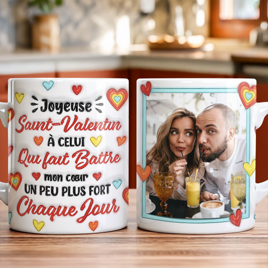 Joyeuse Saint-Valentin Mon Amours Photo - Mug Personnalisé 3D Gonflé Effet