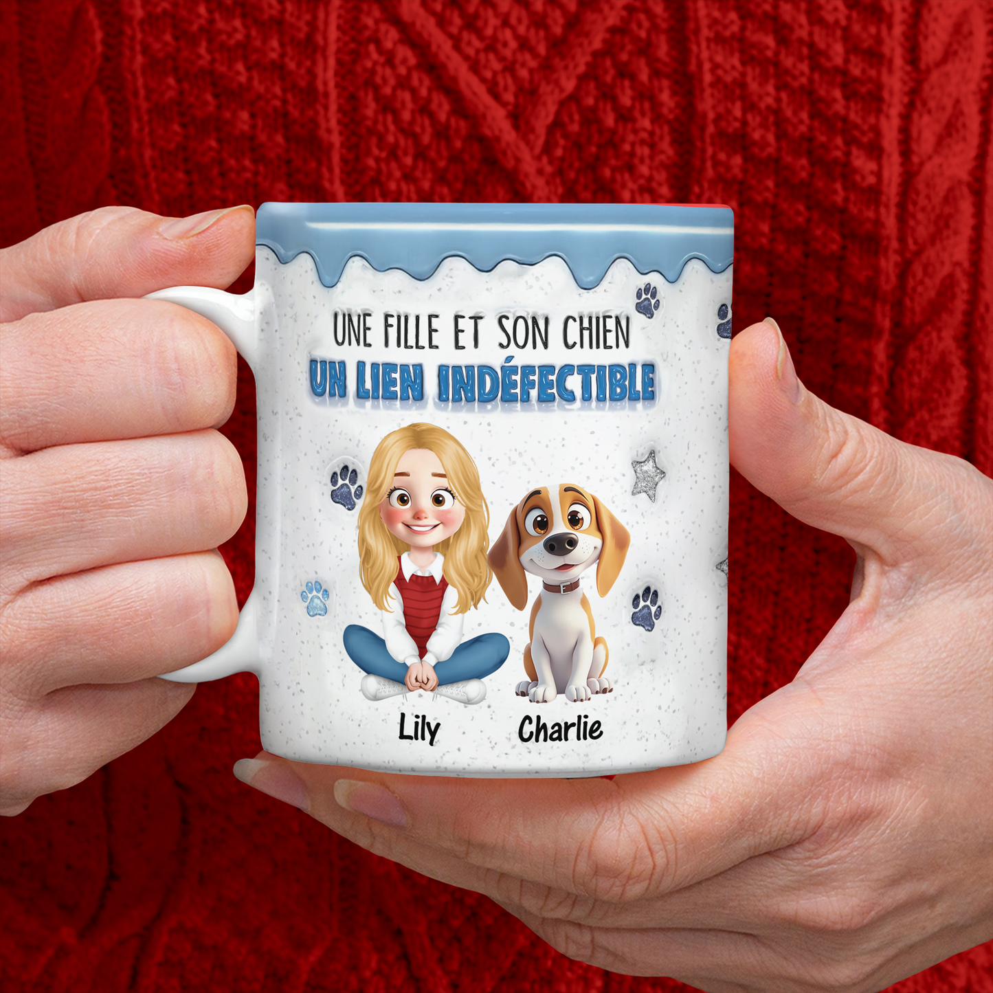 Une Fille Et Son Chien Un Lien Indéfectible - Mug Personnalisé 3D Gonflé Effet