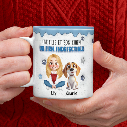 Une Fille Et Son Chien Un Lien Indéfectible - Mug Personnalisé 3D Gonflé Effet