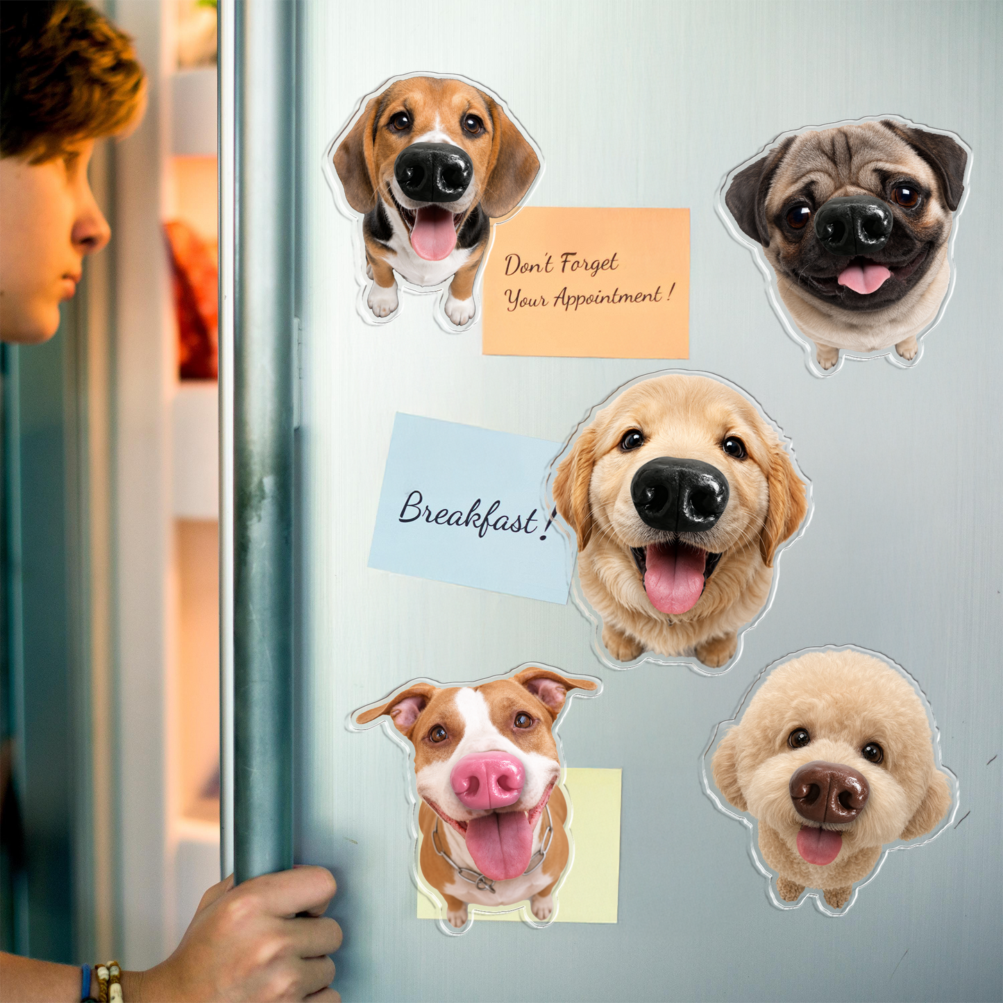 Aimant de Frigo Personnalisé avec Photo de Chien – Nez Souple à Presser, Décoration de Cuisine