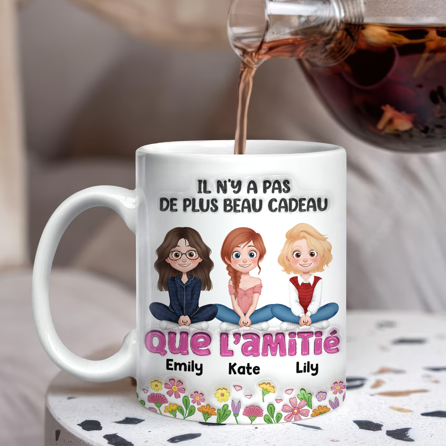 Il N’y A Pas De Plus Beau Cadeau Que L’amitié- Mug Personnalisé 3D Gonflé Effet