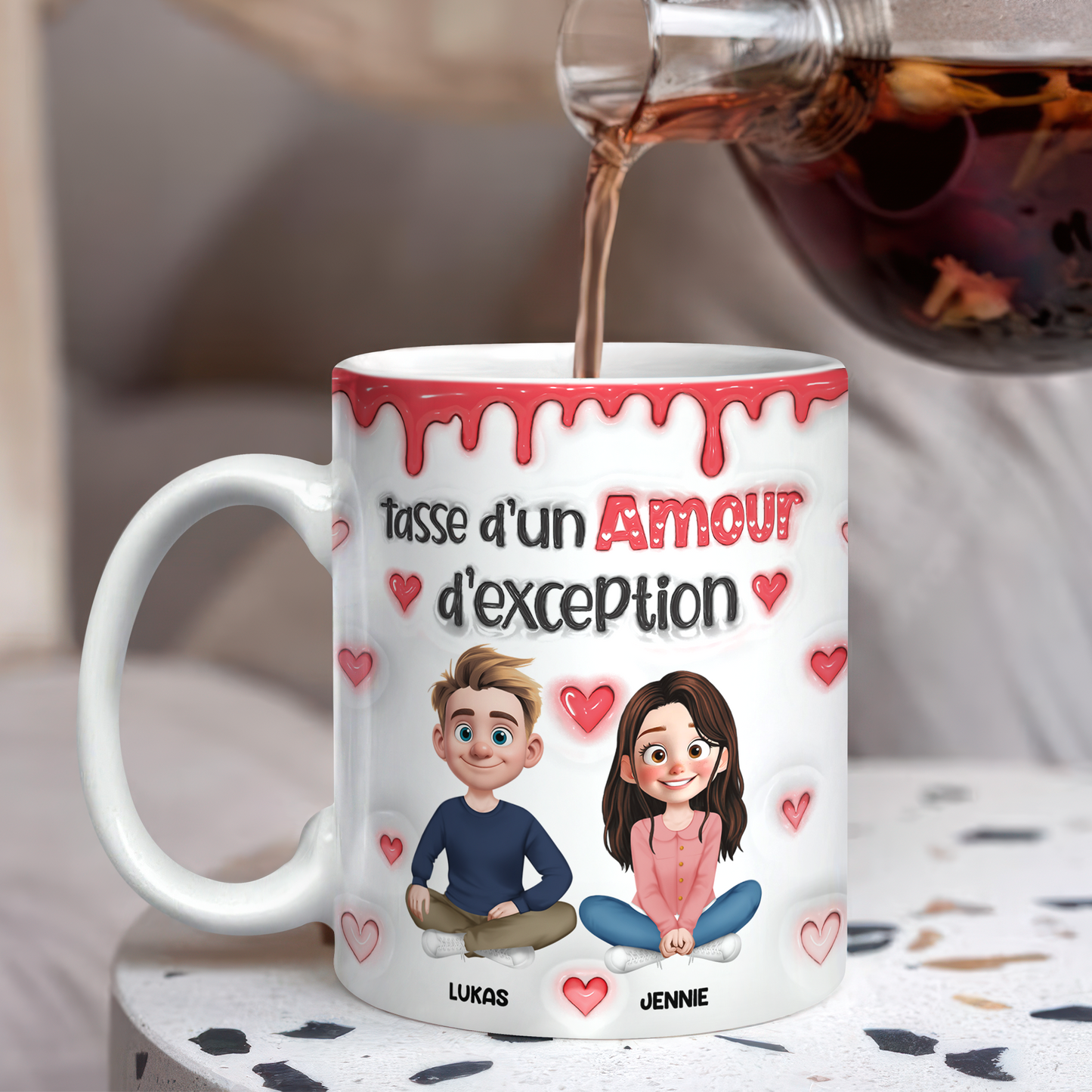 Tasse D’un Amour D’exception - Mug Personnalisé 3D Gonflé Effet