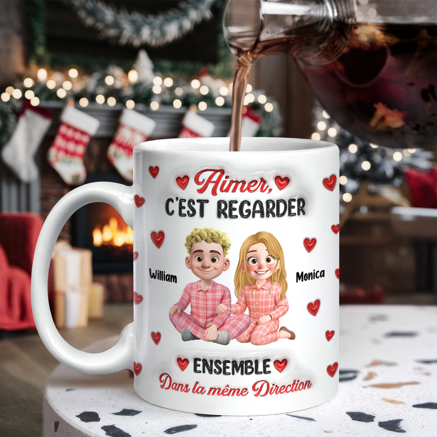 Aimer, C’est Regarder Ensemble Dans La Même Direction - Mug Personnalisé 3D Gonflé Effet