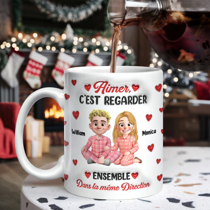 Aimer, C’est Regarder Ensemble Dans La Même Direction - Mug Personnalisé 3D Gonflé Effet