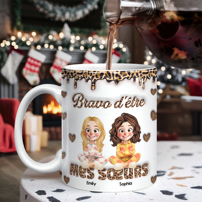 Tasse Personnalisée Meilleure Amie - Mug Personnalisé 3D Gonflé Effet