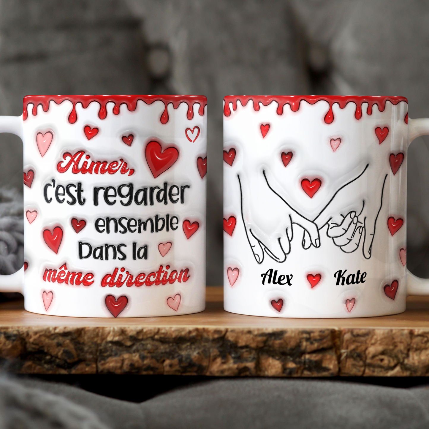 Aimer, C’est Regarder Ensemble Dans La Même Direction - Mug Personnalisé 3D Gonflé Effet