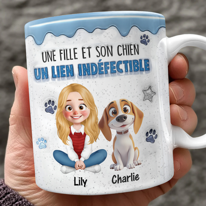 Une Fille Et Son Chien Un Lien Indéfectible - Mug Personnalisé 3D Gonflé Effet