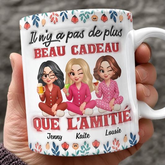 Il N'y A Pas De Plus Beau Cadeau Que L'amitié Fleur - Mug Personnalisé 3D Gonflé Effet