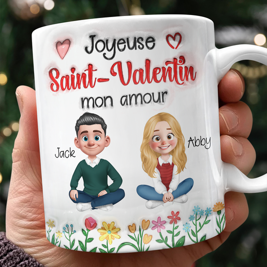 Joyeuse Saint-Valentin Mon Amour 3D Effet- Mug Personnalisé 3D Gonflé Effet