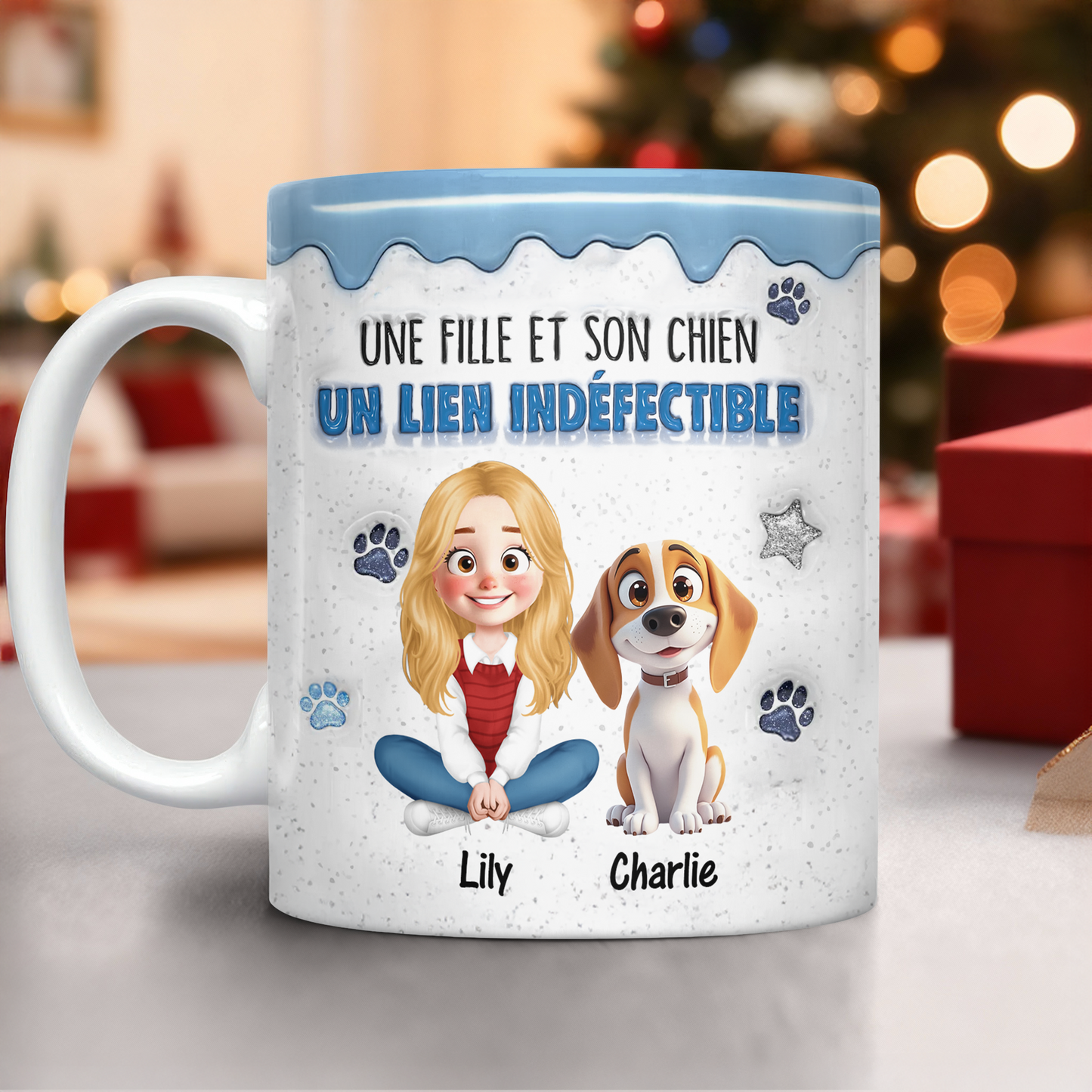 Une Fille Et Son Chien Un Lien Indéfectible - Mug Personnalisé 3D Gonflé Effet