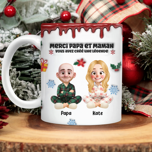 Merci Papa Et Maman, Vous Avez Créé Une Légende - Mug Personnalisé 3D Gonflé Effet