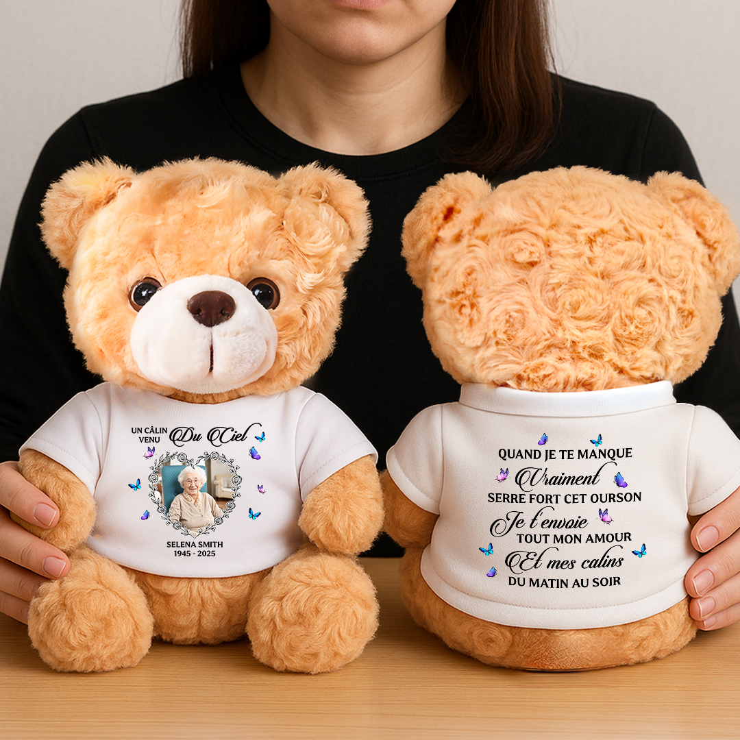 Serre Cet Ourson Souvenir - Ours En Peluche en T-shirt Personnalisé avec Photo