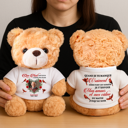 Que Noël Soit Doux Comme Tes Câlins - Ours En Peluche en T-shirt Personnalisé avec Photo