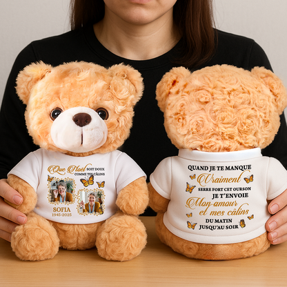 Photo Soit Doux Comme Tes Câlins - Ours En Peluche en T-shirt Personnalisé avec Photo