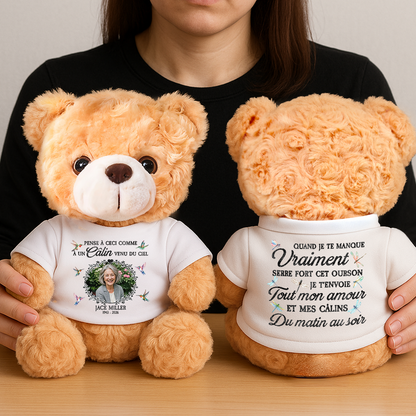À Un Câlin Venu Du Ciel - Ours En Peluche en T-shirt Personnalisé avec Photo