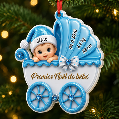 Ornement Premier Noël De Bébé Et Nouveau-né - Ornement 3D Acrylique Personnalisé