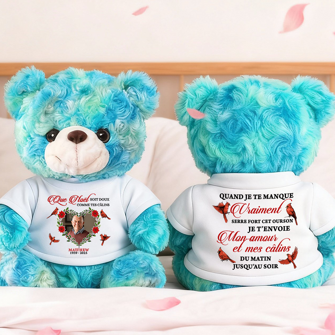 Que Noël Soit Doux Comme Tes Câlins - Ours En Peluche en T-shirt Personnalisé avec Photo