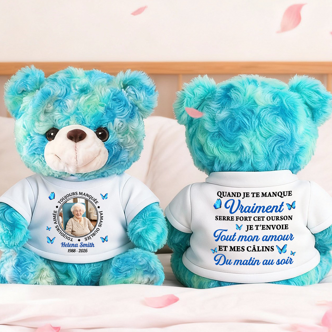 À Un Câlin Venu Du Ciel Toujours Manqué - Ours En Peluche en T-shirt Personnalisé avec Photo