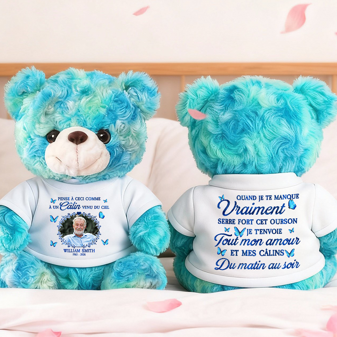 À Un Câlin Venu Du Ciel - Ours En Peluche en T-shirt Personnalisé avec Photo