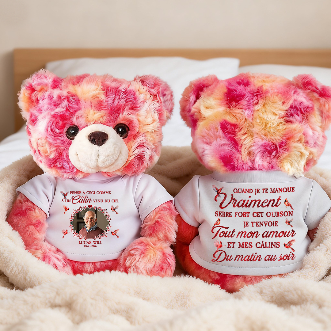 À Un Câlin Venu Du Ciel - Ours En Peluche en T-shirt Personnalisé avec Photo