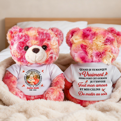 À Un Câlin Venu Du Ciel Toujours Manqué - Ours En Peluche en T-shirt Personnalisé avec Photo