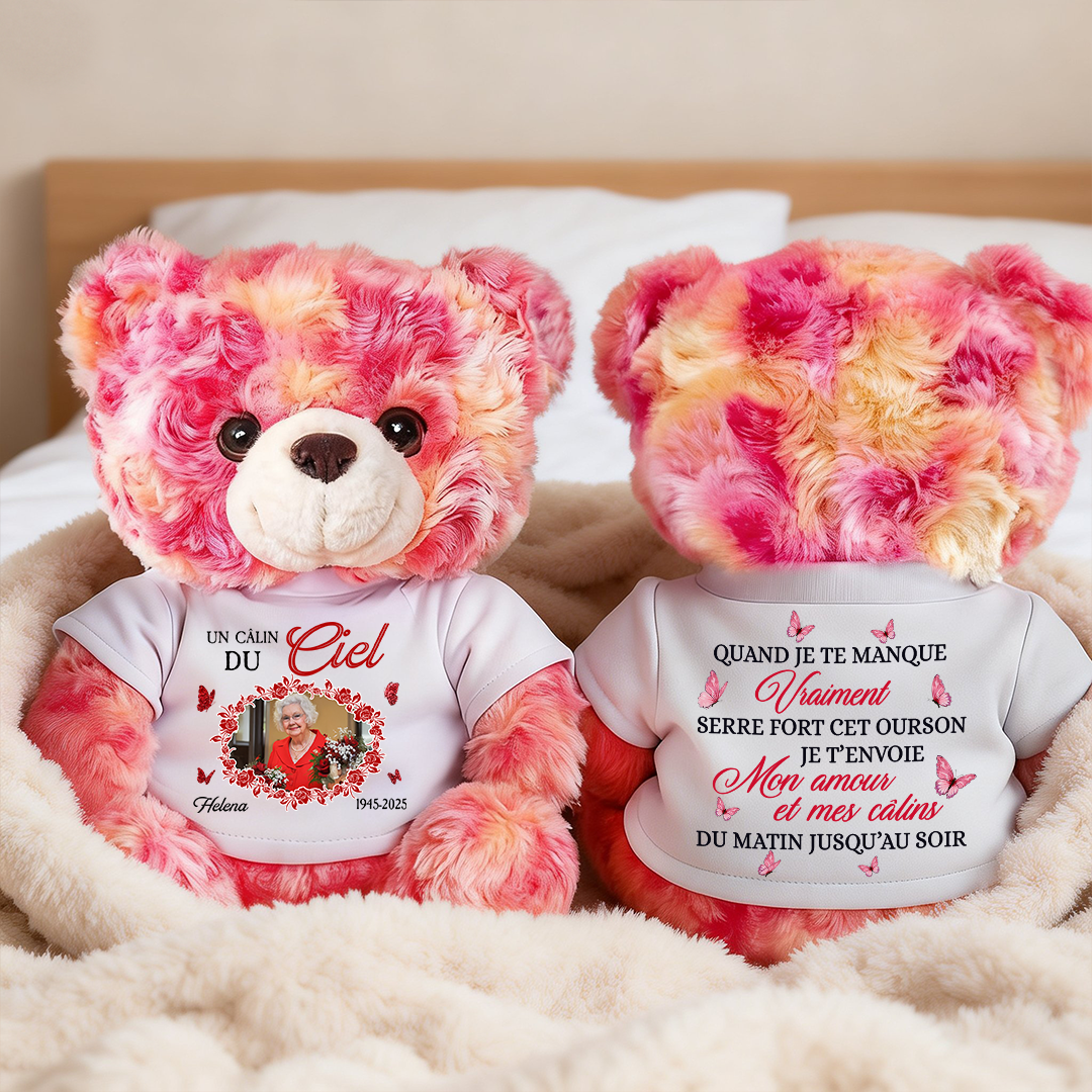 Quand je te manque vraiment - Ours En Peluche en T-shirt Personnalisé avec Photo