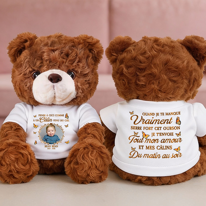 À Un Câlin Venu Du Ciel - Ours En Peluche en T-shirt Personnalisé avec Photo