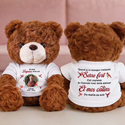 Je Suis Toujours Avec Toi - Ours En Peluche en T-shirt Personnalisé avec Photo