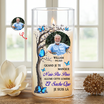 Bougie Commémorative Personnalisée avec Photo – Bougie LED Sans Flamme en Hommage à un Être Cher