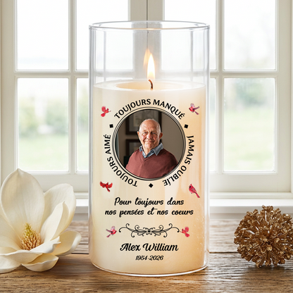 Toujours Manqué - Toujours Aimé – Bougie LED Sans Flamme en Hommage à un Être Cher
