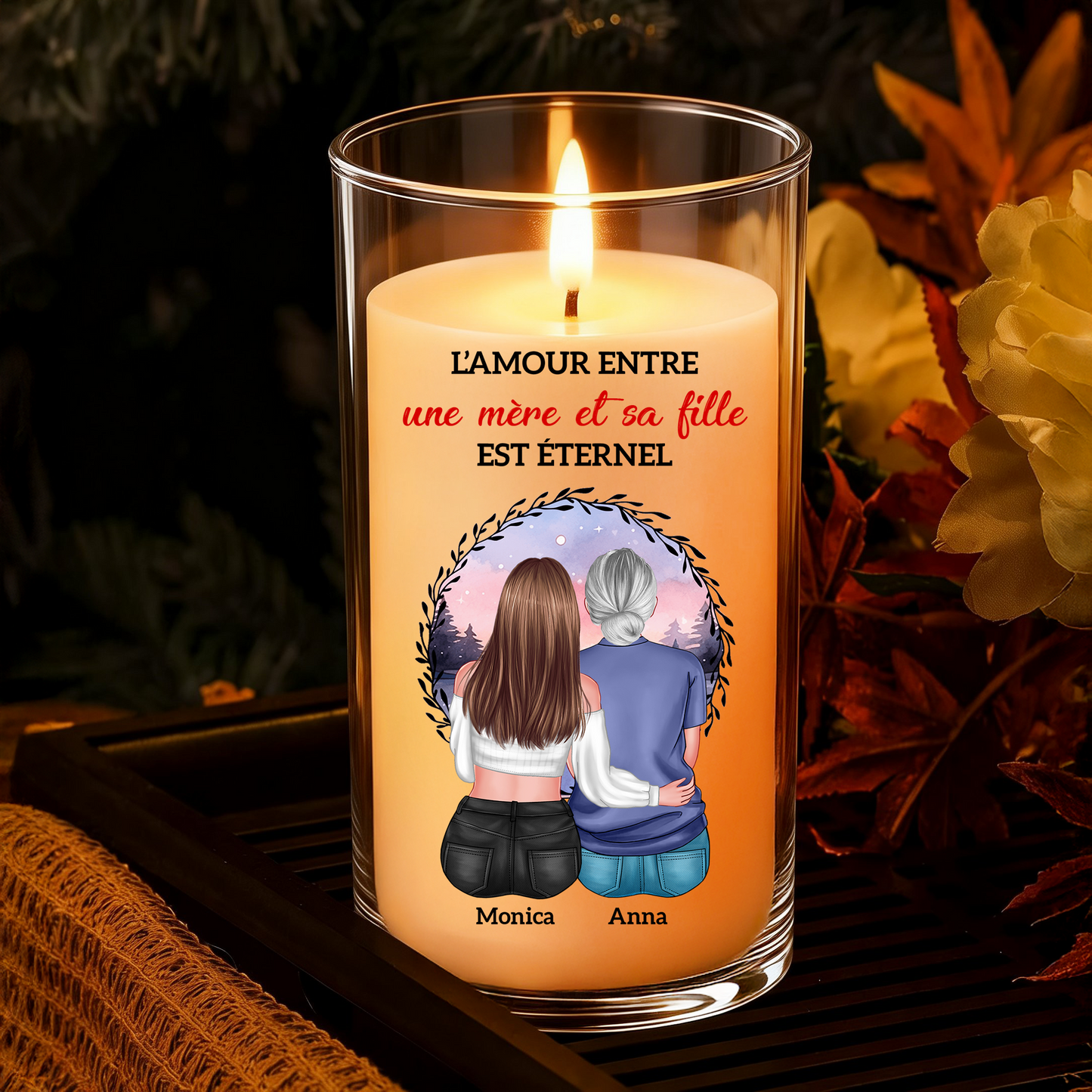 L’amour Entre Une Mère Et Ses Filles Est Éternel – Bougie LED Sans Flamme en Hommage à un Être Cher