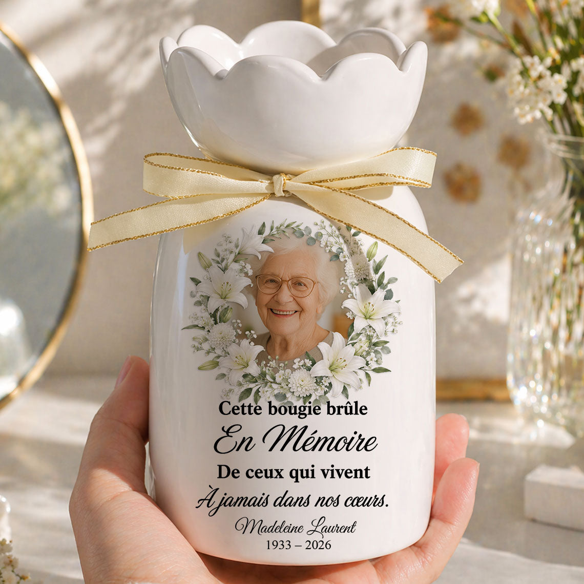 Cette Bougie Brûle En Mémoire - Vase Décoratif Personnalisé Pour La Maison