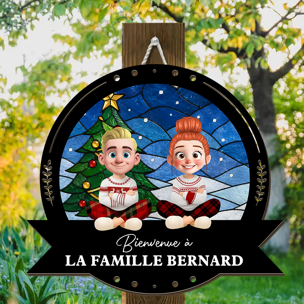 Bienvenue À Notre Famille – Enseigne en Bois Personnalisée avec Effet 3D