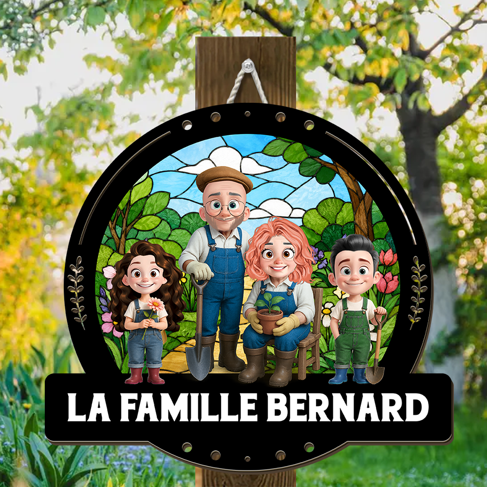 Famille Bienvenue À Notre – Enseigne en Bois Personnalisée avec Effet 3D