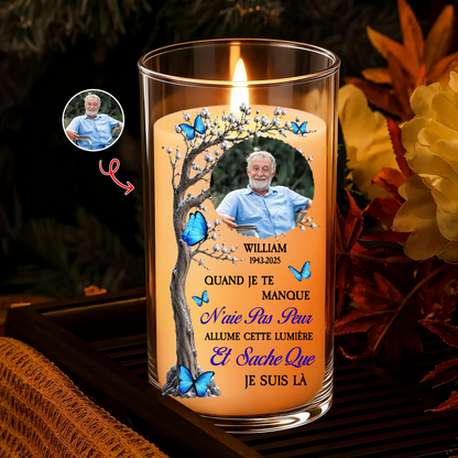 Bougie Commémorative Personnalisée avec Photo – Bougie LED Sans Flamme en Hommage à un Être Cher
