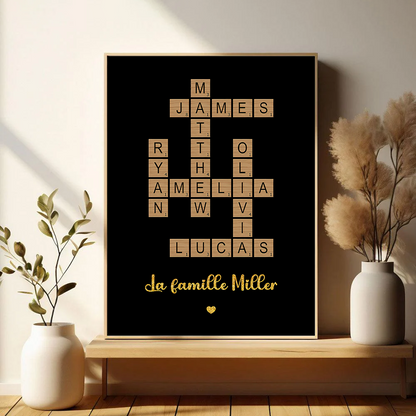 Mots Croisés Familiaux – Impression Sur Toile Personnalisée - Cadeau Familial