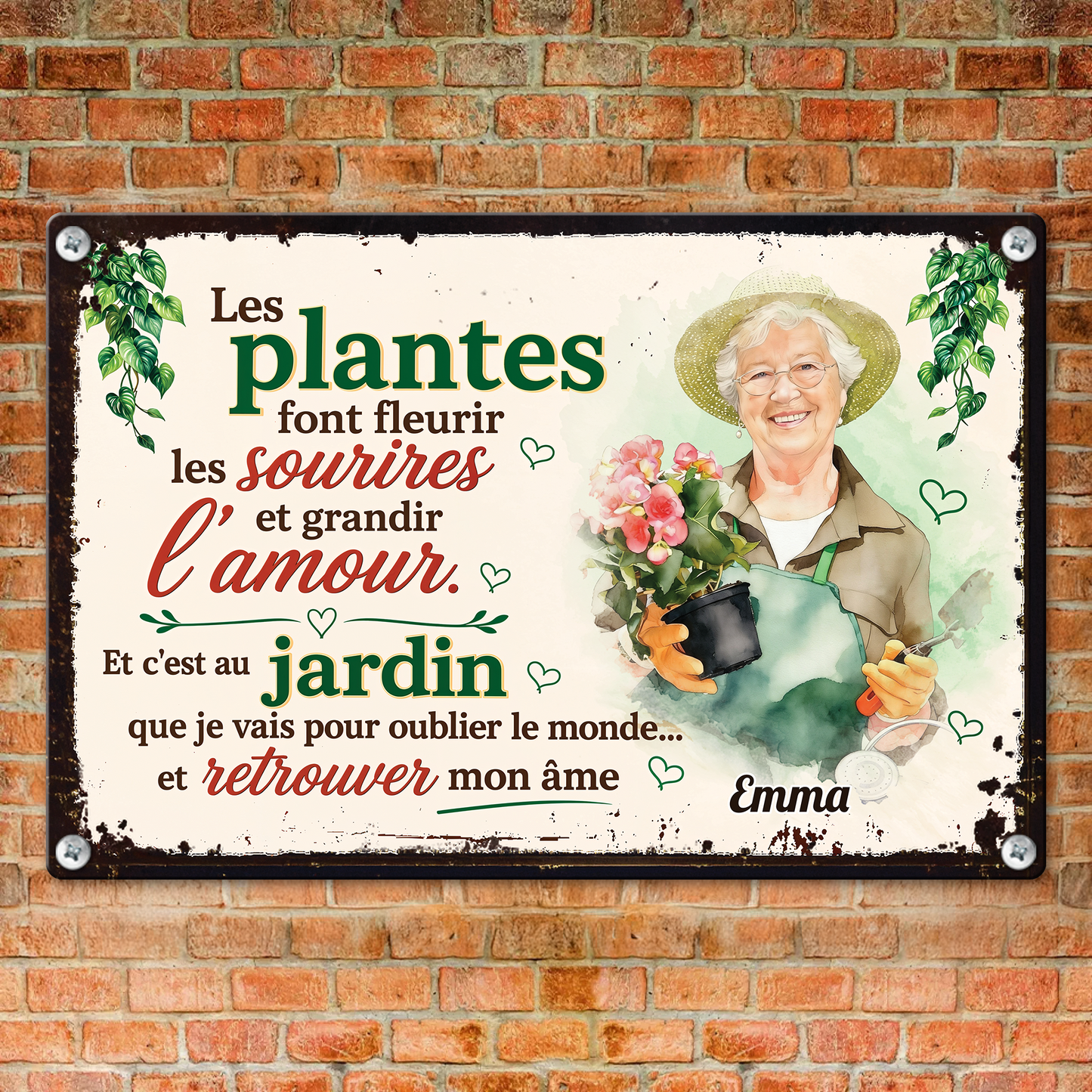 Jardin Et Retrouver Mon Âme– Plaque En Métal Personnalisée