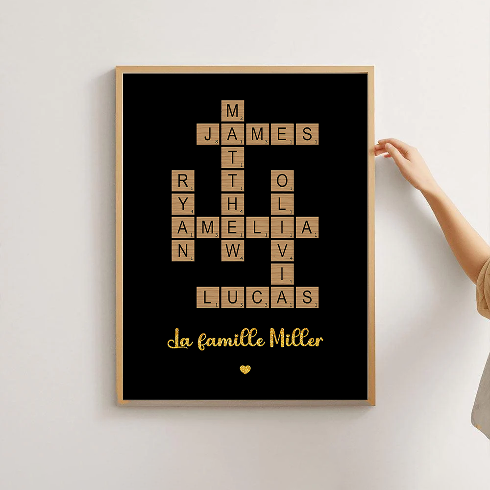 Mots Croisés Familiaux – Impression Sur Toile Personnalisée - Cadeau Familial