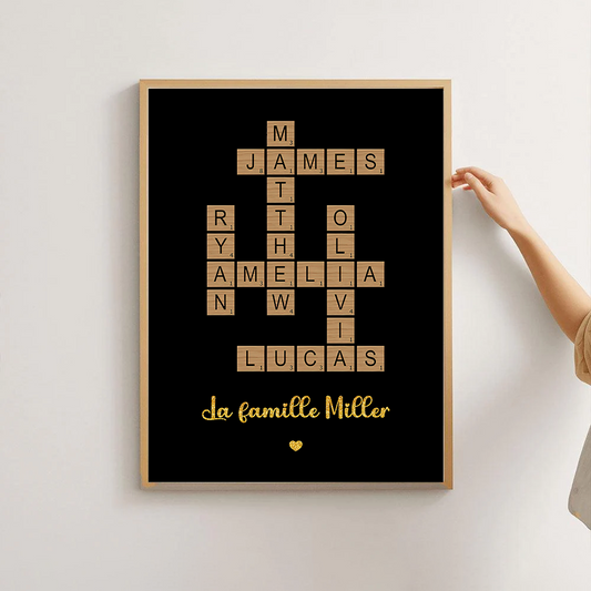Mots Croisés Familiaux – Impression Sur Toile Personnalisée - Cadeau Familial