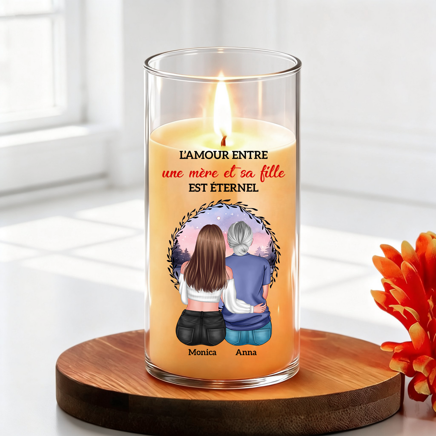L’amour Entre Une Mère Et Ses Filles Est Éternel – Bougie LED Sans Flamme en Hommage à un Être Cher