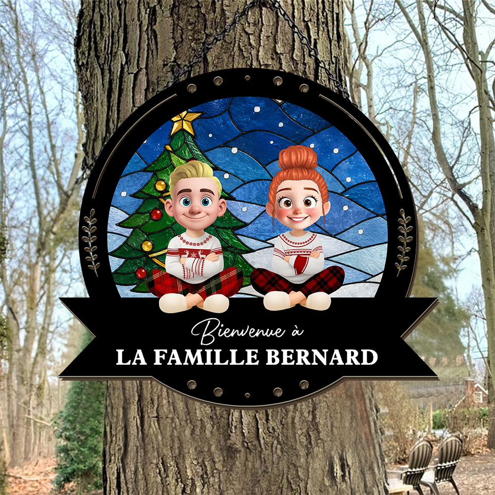 Bienvenue À Notre Famille – Enseigne en Bois Personnalisée avec Effet 3D