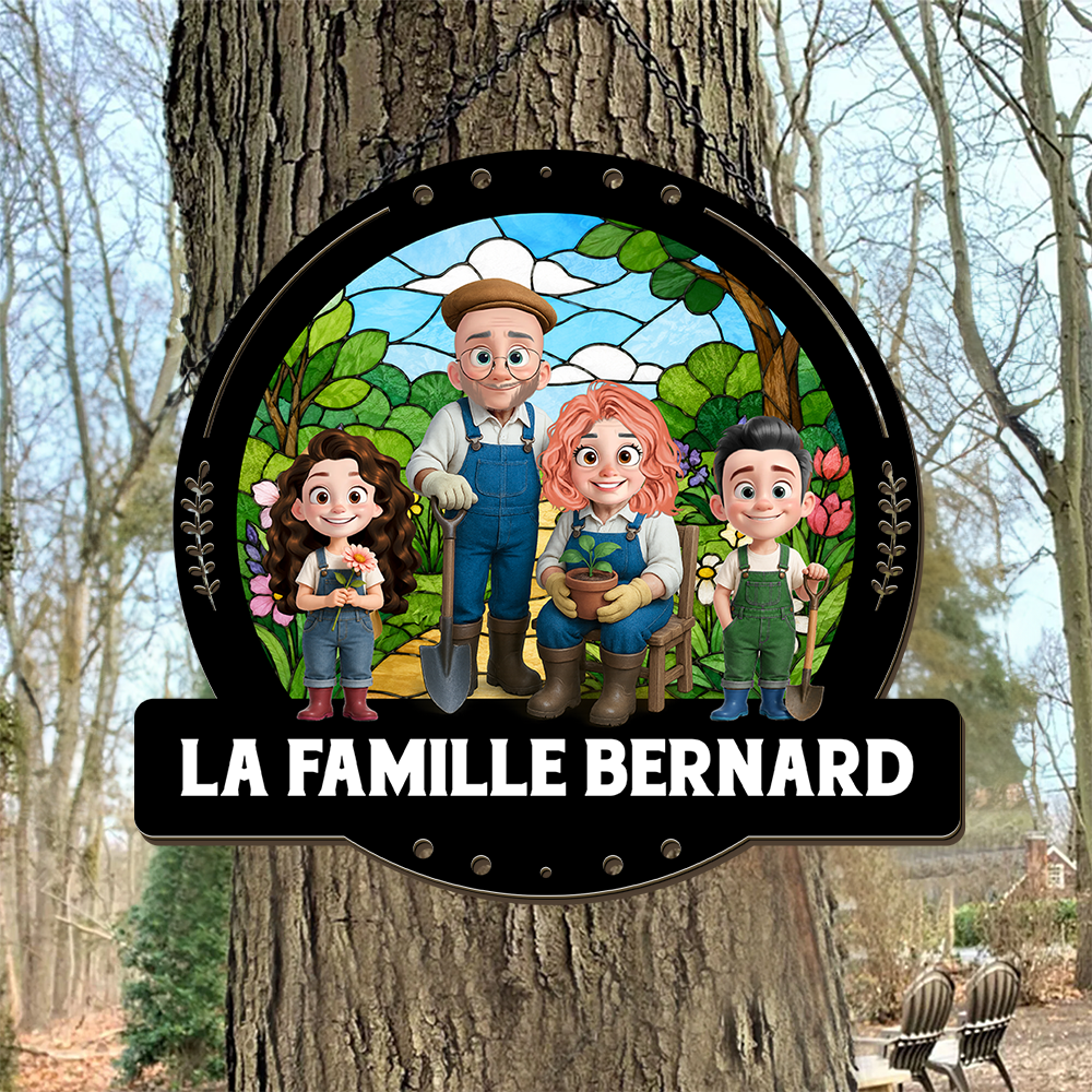 Famille Bienvenue À Notre – Enseigne en Bois Personnalisée avec Effet 3D