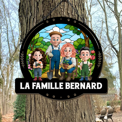 Famille Bienvenue À Notre – Enseigne en Bois Personnalisée avec Effet 3D
