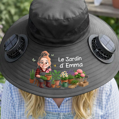 Papa Maman Des Plantes - Chapeau Solaire Avec Ventilateur Personnalisé