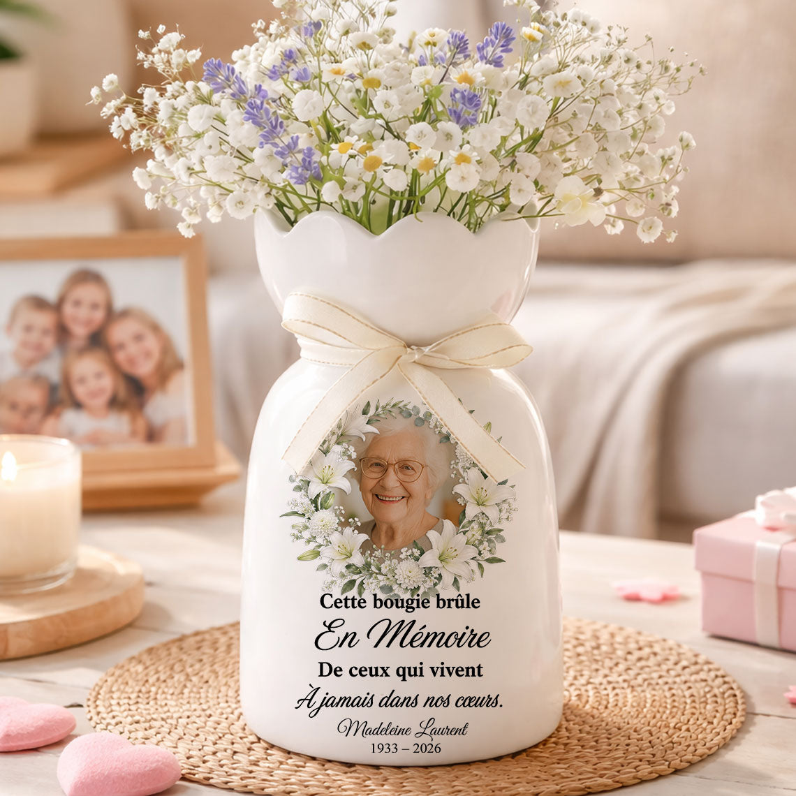 Cette Bougie Brûle En Mémoire - Vase Décoratif Personnalisé Pour La Maison