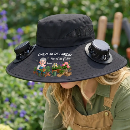 Cheveux De Jardin Men Je Fiche - Chapeau Ventilateur Solaire Personnalisable