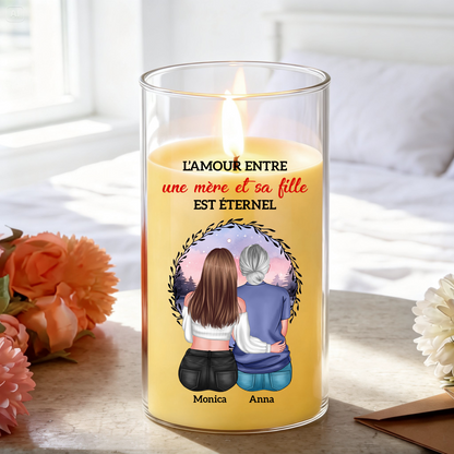 L’amour Entre Une Mère Et Ses Filles Est Éternel – Bougie LED Sans Flamme en Hommage à un Être Cher