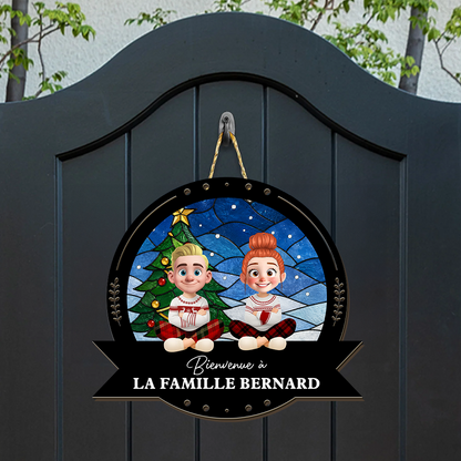 Bienvenue À Notre Famille – Enseigne en Bois Personnalisée avec Effet 3D
